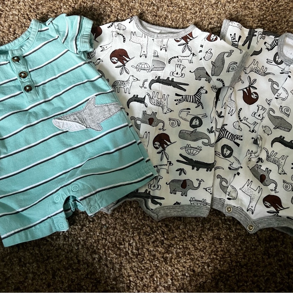 Carter's Gray and White Animal Print Onesie
